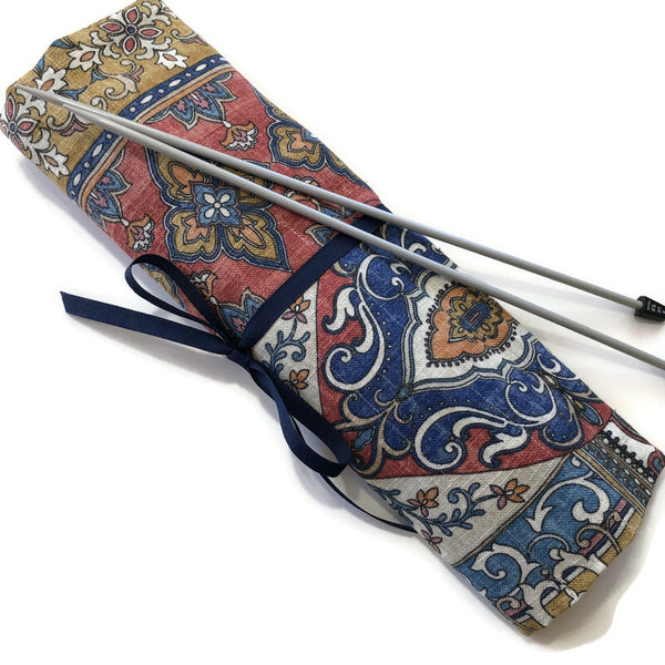 Straight Knitting Needle Roll Up Case Mosaic Motif