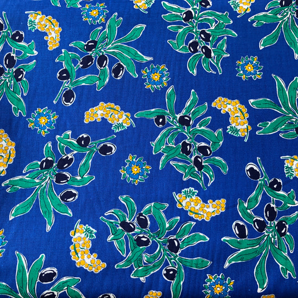 Cotton Fabric French Retro Blue