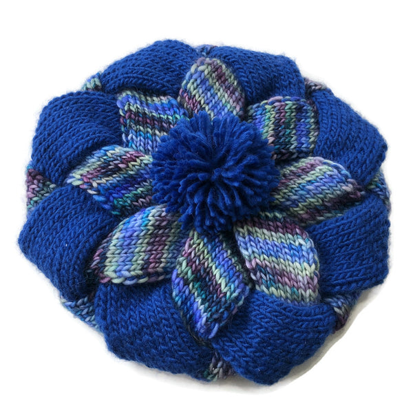 Entrelac Hat Blue Wool
