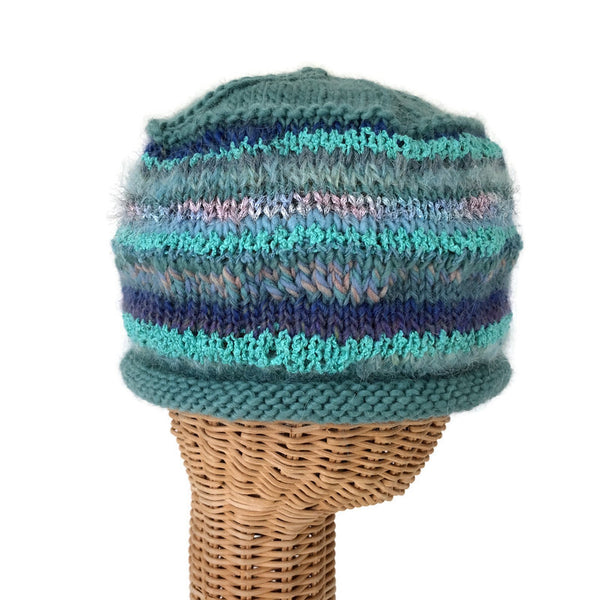 Aqua Rolled Brim Beanie