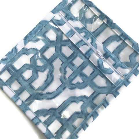 Accessory Bag Blue and White Fretwork