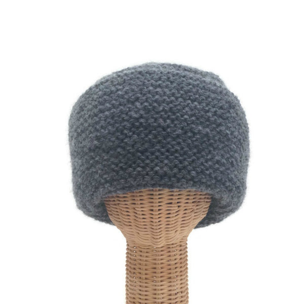 Wide Brim Knit Cloche Gray Wool