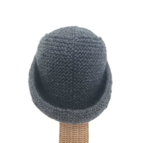 Wide Brim Knit Cloche Gray Wool