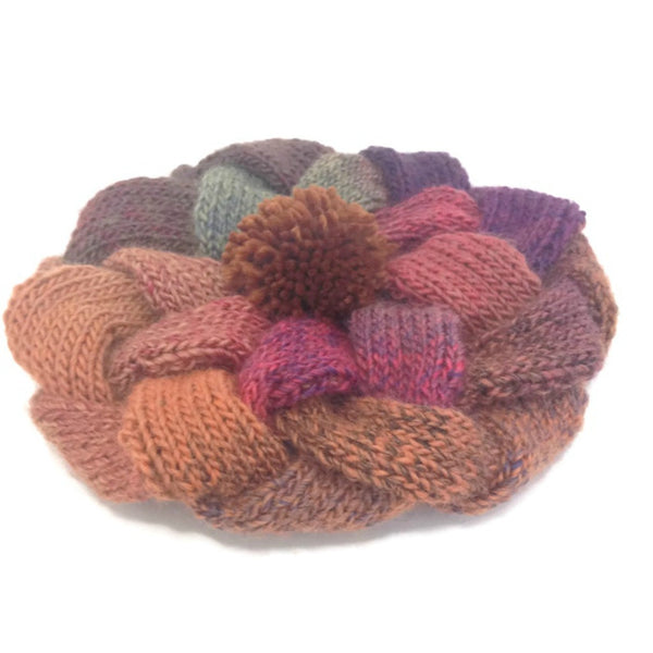 Entrelac Knit Tam Autumn Colors - Buttermilk Cottage