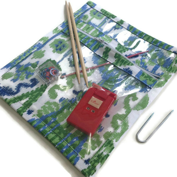 Accessory Bag Blue Green Ikat