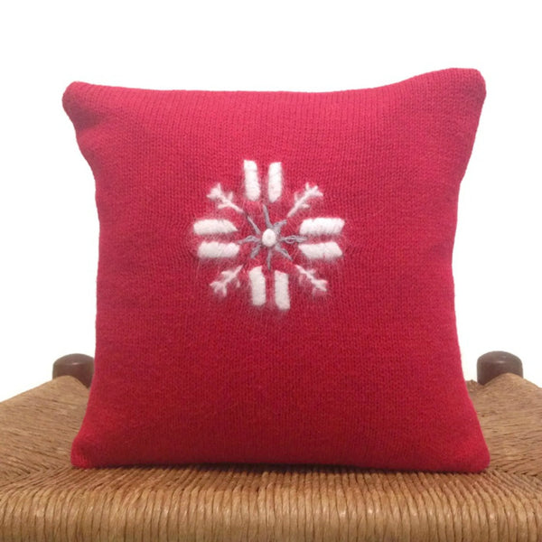 Sweater Pillow Set Red Snowflake