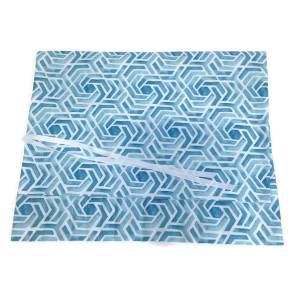 15 Pocket Straight  Needle Roll Up Case Blue Geometric Swirls - Buttermilk Cottage