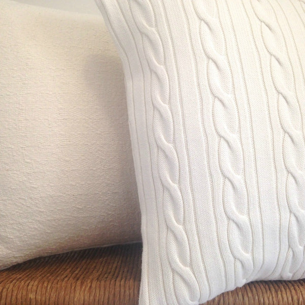 Sweater Pillow Set White Cable - Buttermilk Cottage
