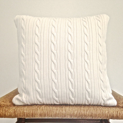 Sweater Pillow Single Soft White Cables - Buttermilk Cottage