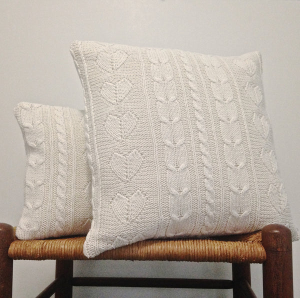 Sweater Pillow Set Off White Cables - Buttermilk Cottage