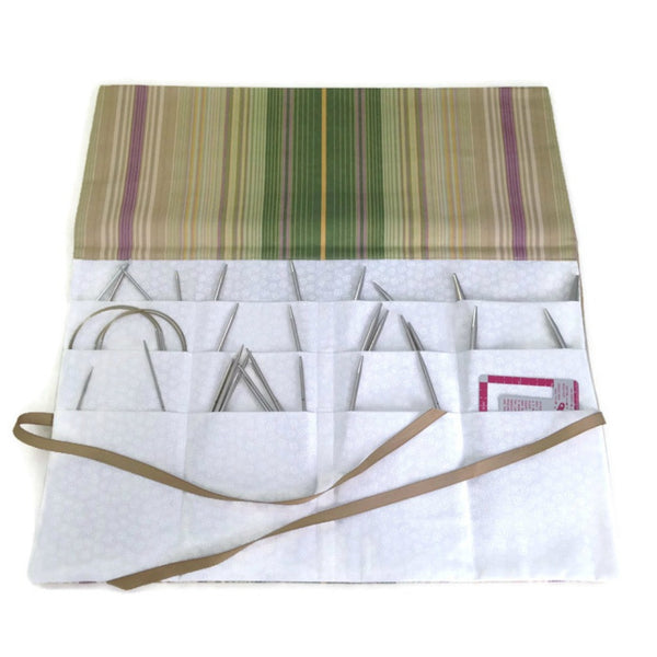 Circular Needle Case Green Stripe - Buttermilk Cottage