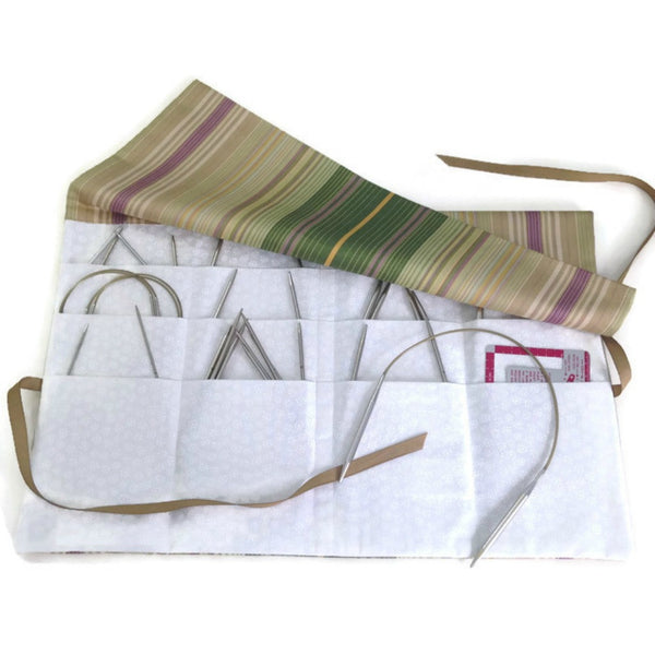Circular Needle Case Green Stripe - Buttermilk Cottage