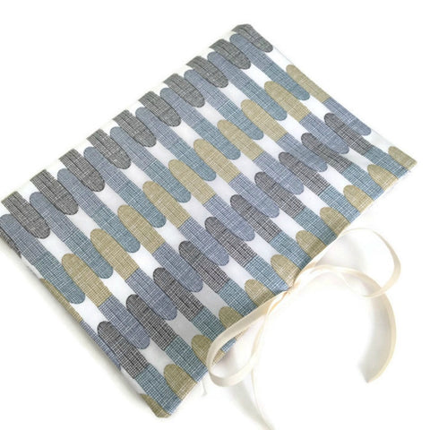 Circular Needle Case Brown Blue Graphic Fabric