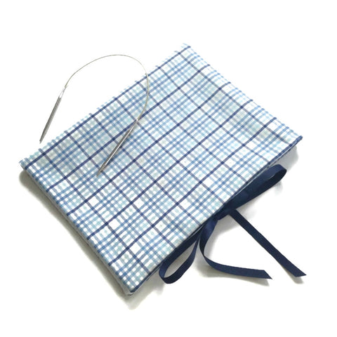 Circular Needle Case Blue Plaid - Buttermilk Cottage