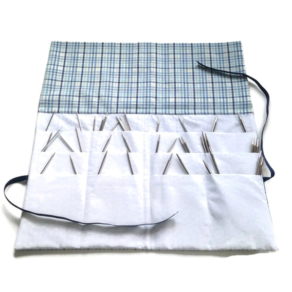Circular Needle Case Blue Plaid - Buttermilk Cottage