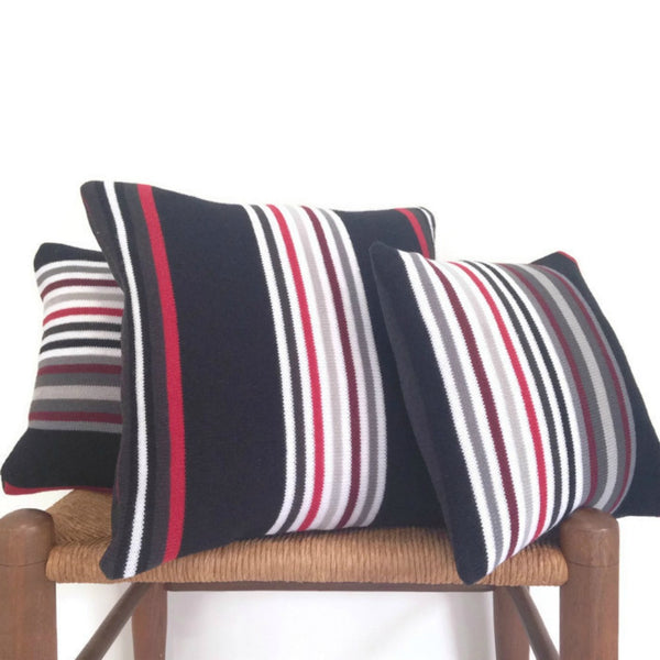 Sweater Pillow Set Black Striped