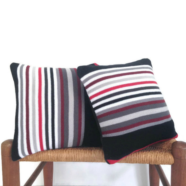 Sweater Pillow Set Black Striped