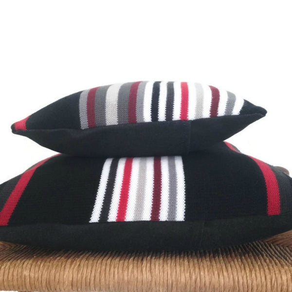 Sweater Pillow Set Black Striped