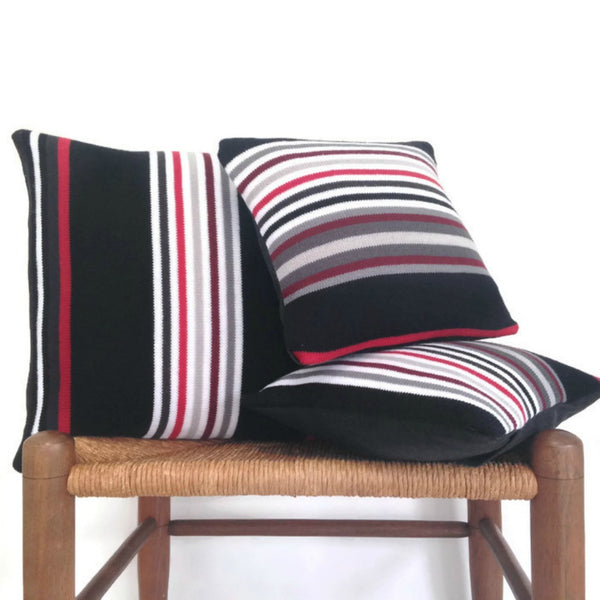 Sweater Pillow Set Black Striped