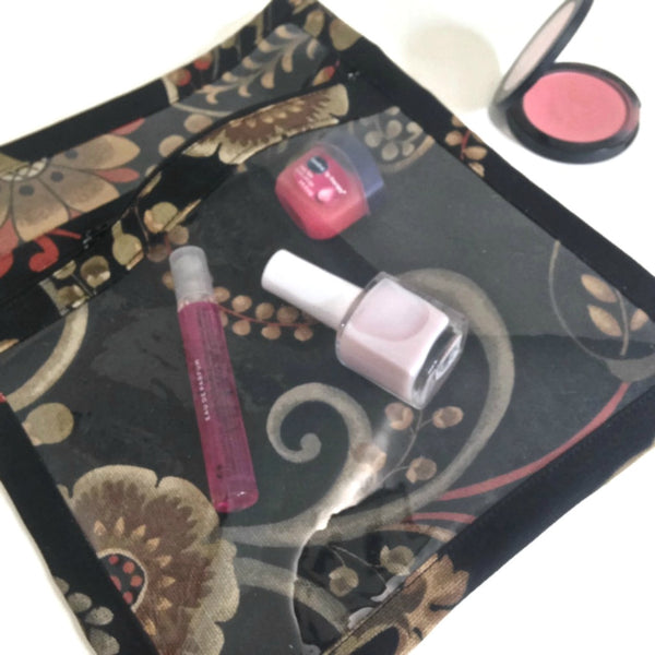 Accessory Bag Black Coral Floral