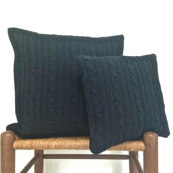 Sweater Pillow Set Navy Blue  Simple Cable