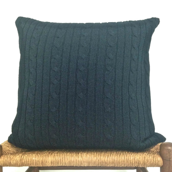 Sweater Pillow Set Navy Blue  Simple Cable