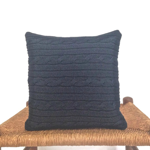 Sweater Pillow Set Navy Blue  Simple Cable