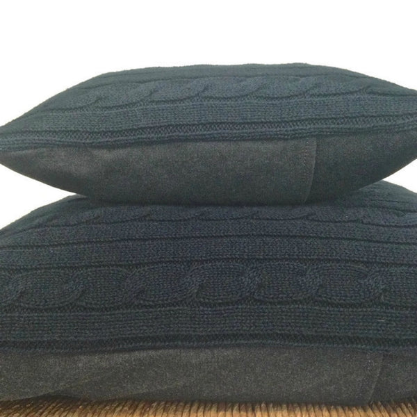 Sweater Pillow Set Navy Blue  Simple Cable