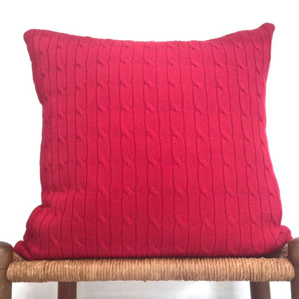 Sweater Pillow Set Red  Simple Cable