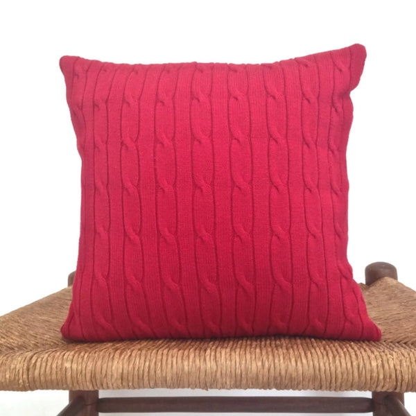 Sweater Pillow Set Red  Simple Cable