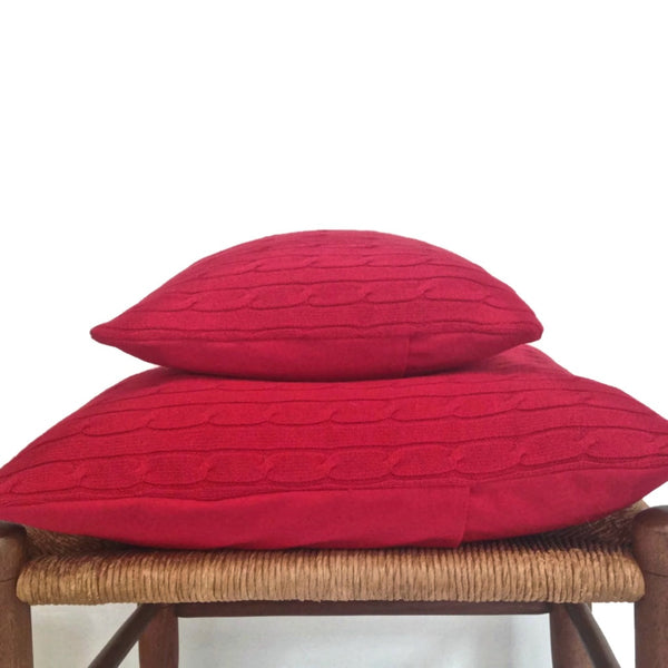 Sweater Pillow Set Red  Simple Cable