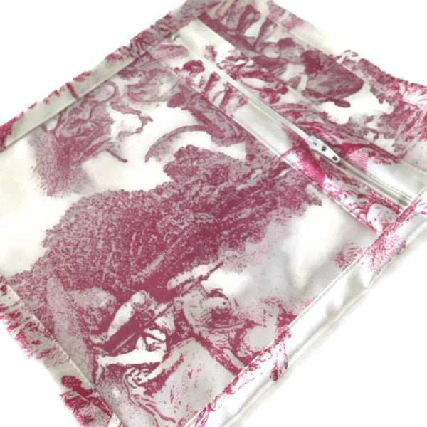 Accessory Bag French Toile Raspberry - Buttermilk Cottage