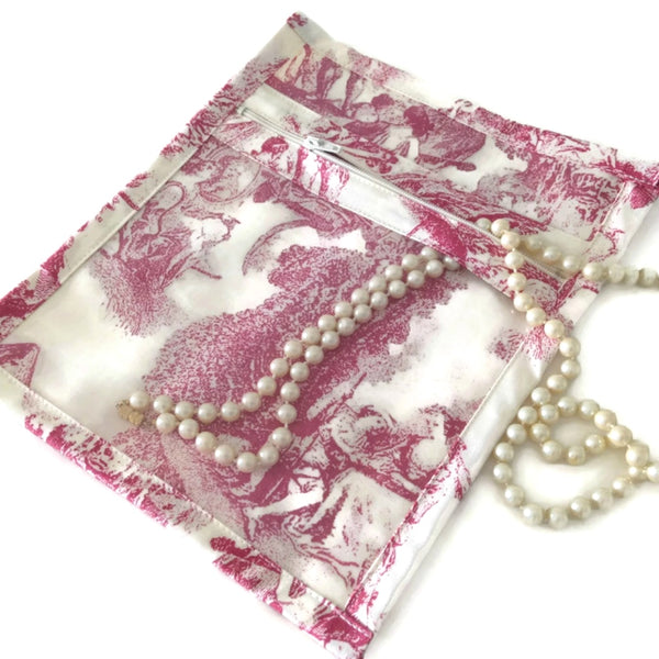 Accessory Bag French Toile Raspberry - Buttermilk Cottage