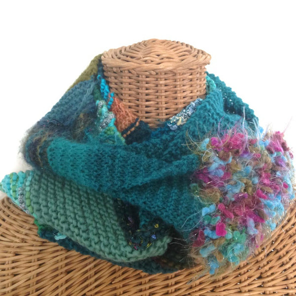 Boho Style Infinity Scarf Teal - Buttermilk Cottage