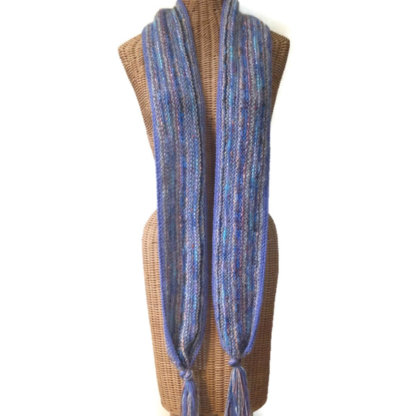 Hand Knit Scarf Periwinkle FUSION - Buttermilk Cottage