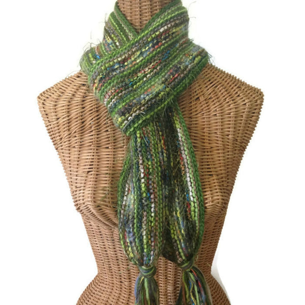 Hand Knit Scarf Green FUSION