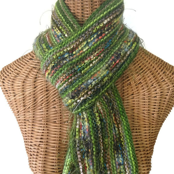 Hand Knit Scarf Green FUSION
