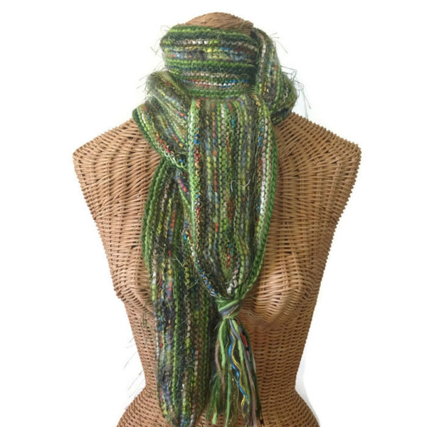 Hand Knit Scarf Green FUSION