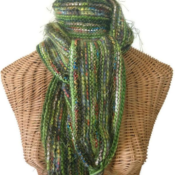 Hand Knit Scarf Green FUSION