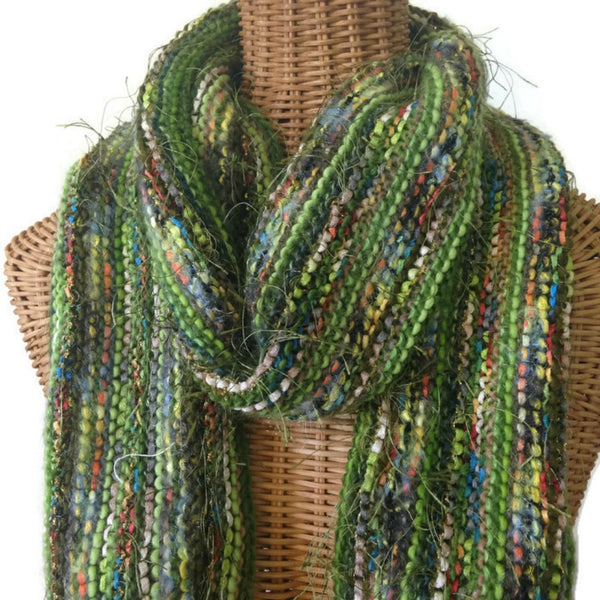 Hand Knit Scarf Green FUSION