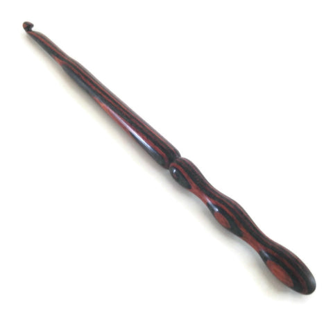 Tools Hand Made Wood Crochet Hook Brown Red
