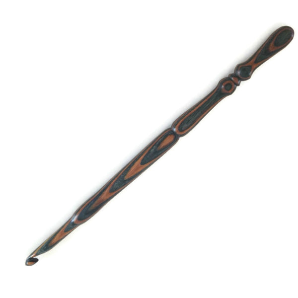 Tools Hand Made Wood Crochet Hook Brown Green