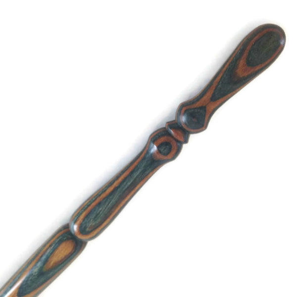 Tools Hand Made Wood Crochet Hook Brown Green