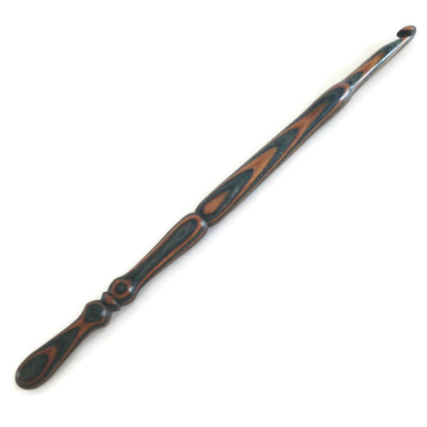 Tools Hand Made Wood Crochet Hook Brown Green