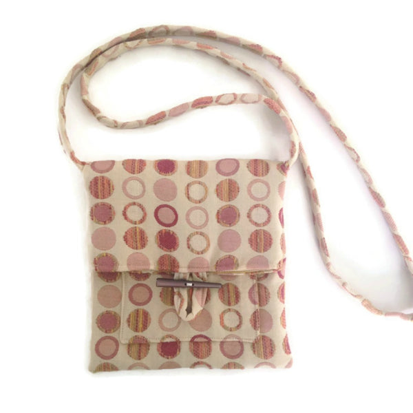 Tag Along Bag Beige Peach Circle Motif