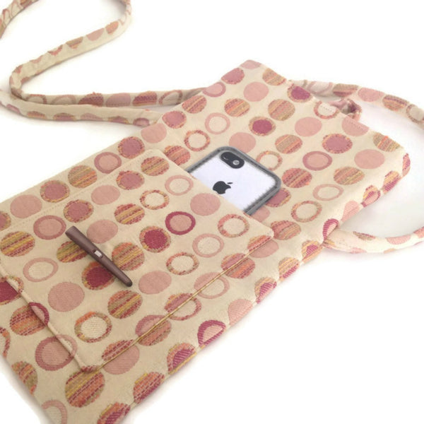 Tag Along Bag Beige Peach Circle Motif