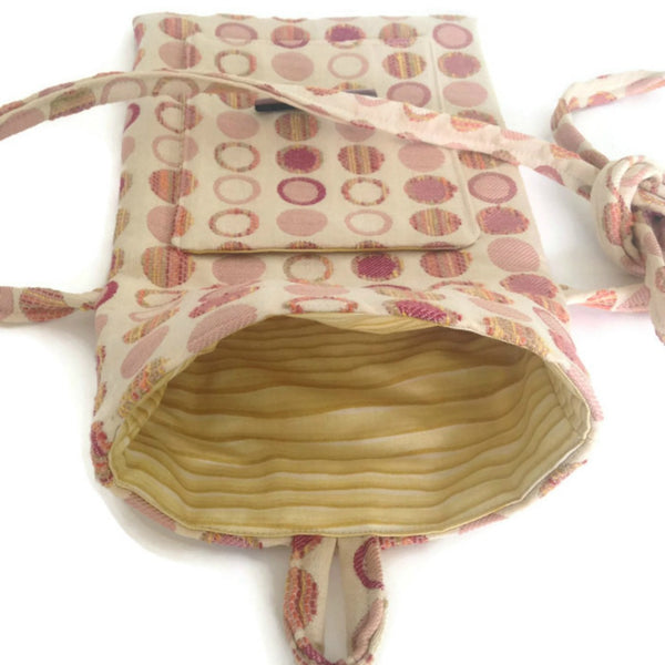Tag Along Bag Beige Peach Circle Motif