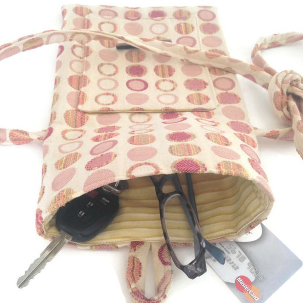 Tag Along Bag Beige Peach Circle Motif