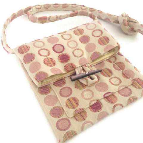 Tag Along Bag Beige Peach Circle Motif
