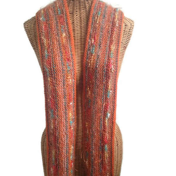 Hand Knit Scarf Orange FUSION